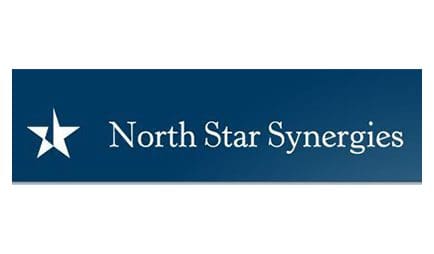 A blue banner with the words north star synergy written in white.