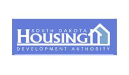 A blue and white logo for south dakota housing development authority.