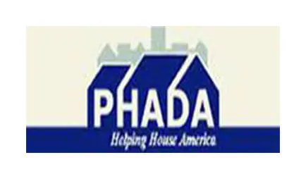 A blue and white logo of the phada.